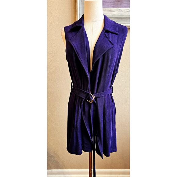 Travelers‎ by Chico's Women Wrap Drape Front Long Belted Vest Size 0 (XS )Purple - Picture 1 of 10